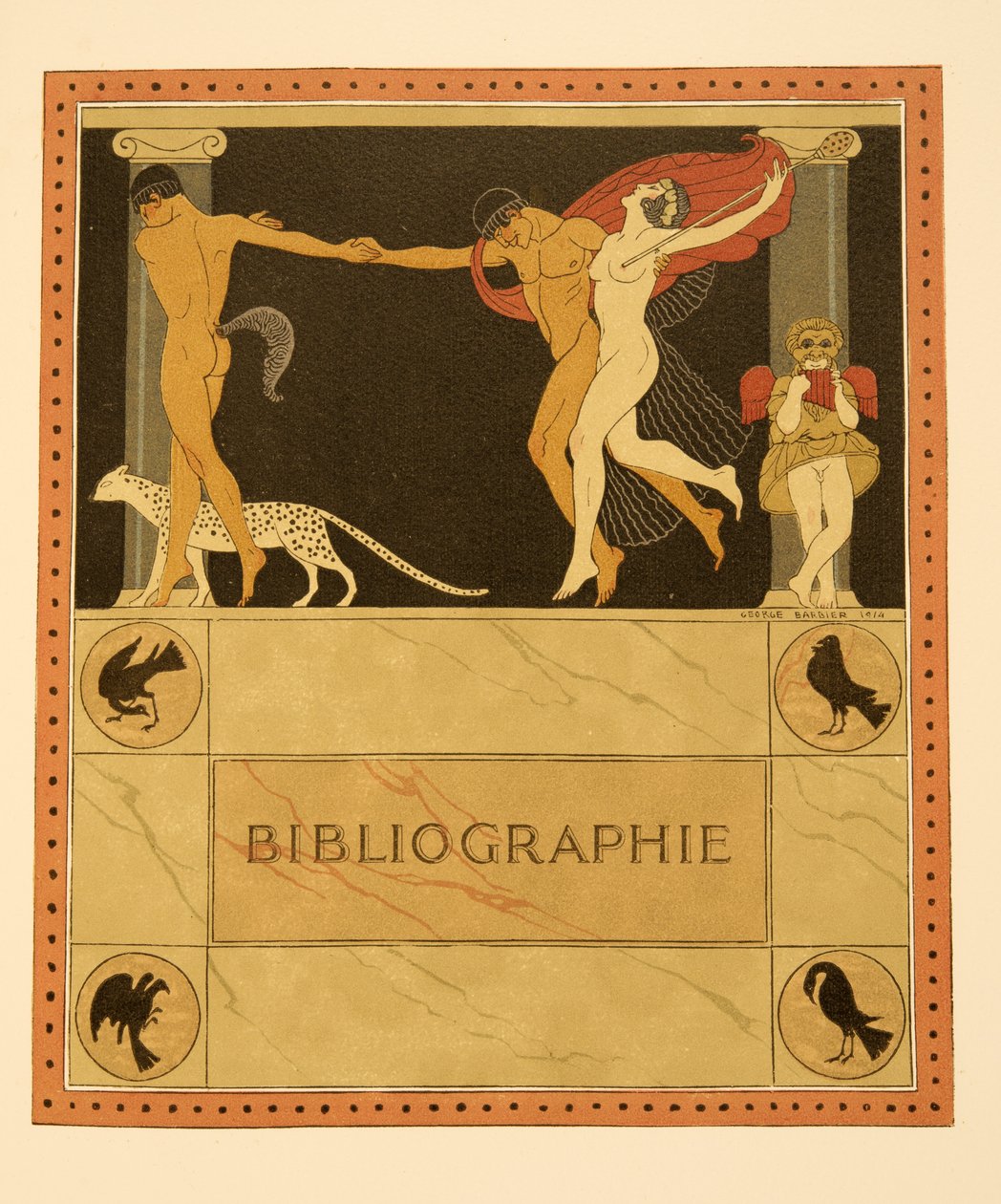 Illusztráció a Les Chansons de Bilitisből, Pierre Louys, pub. 1922 (sablonnyomat) alkotó: Georges Barbier
