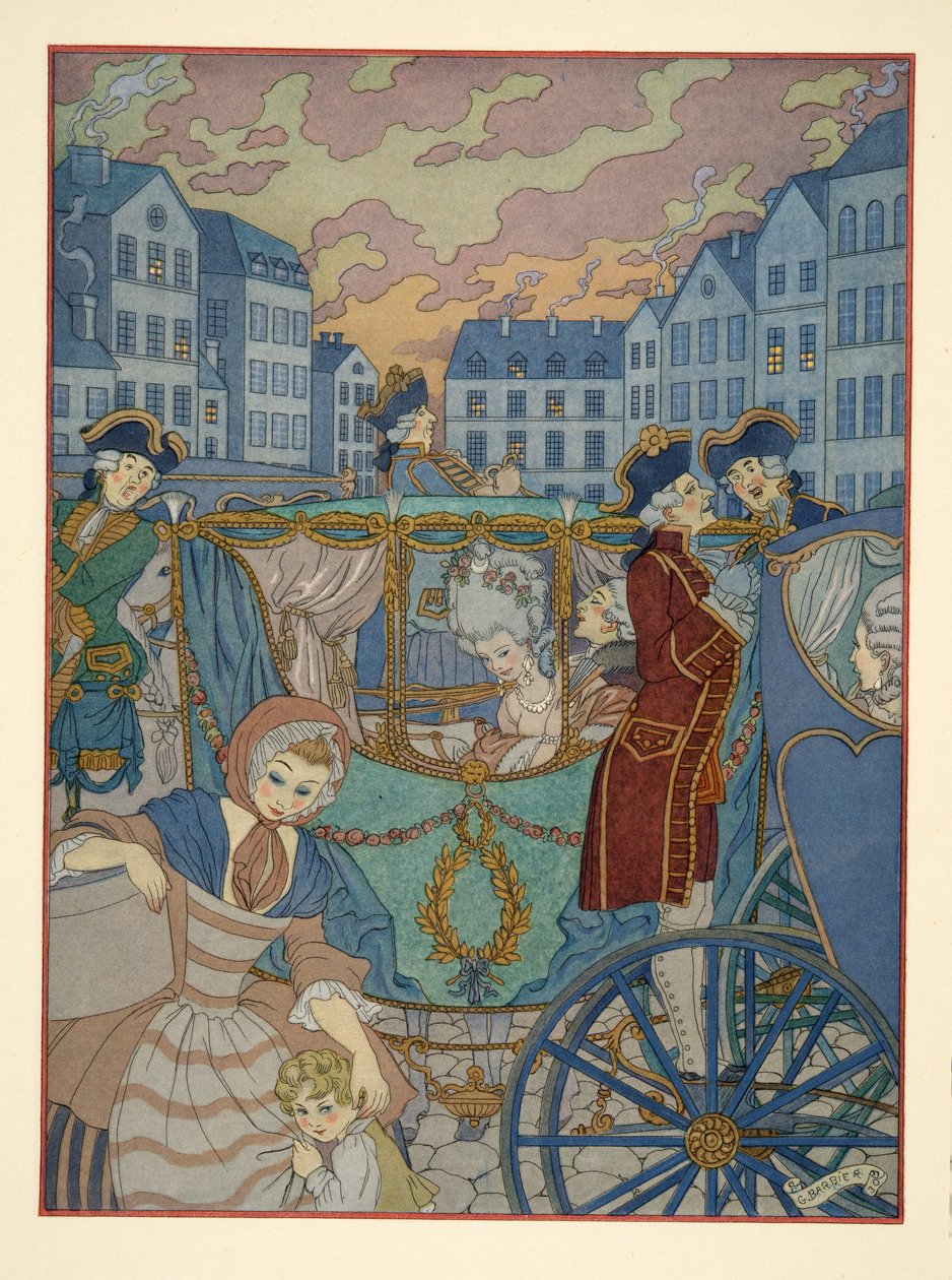 Illusztráció Pierre Choderlos de Laclos (1741-1803) „Les Liaisons Dangereuses” című kocsmából. 1934 (sablonnyomat) alkotó: Georges Barbier