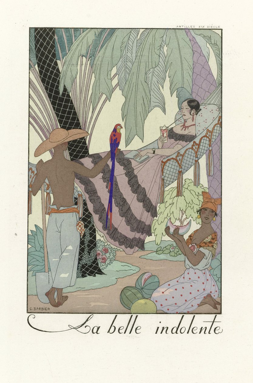 La Belle Indolent, pub. 1923 (sablonnyomat) alkotó: Georges Barbier