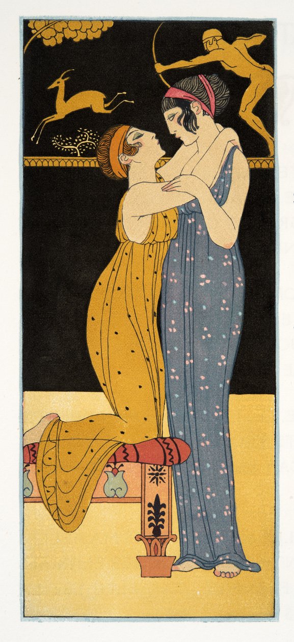 Desire, illusztráció a Les Chansons de Bilitisből, Pierre Louys, pub. 1922 (sablonnyomat) alkotó: Georges Barbier