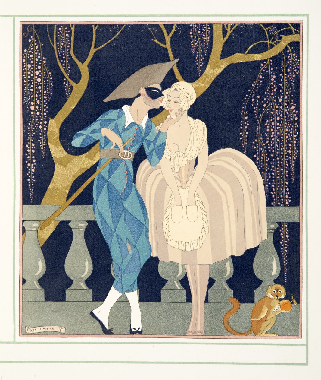 La Finette, a Personages de Comedie-től, pub. 1922 (sablonnyomat) alkotó: Georges Barbier