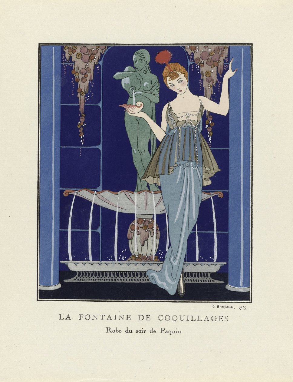 The Fountain of Shells, pub. 1914 (sablonnyomat) alkotó: Georges Barbier