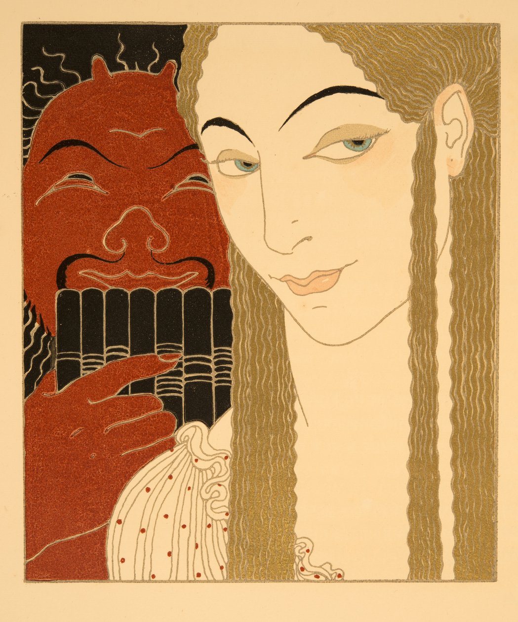 A levél, illusztráció a Les Chansons de Bilitisből, Pierre Louys, pub. 1922 (sablonnyomat) alkotó: Georges Barbier