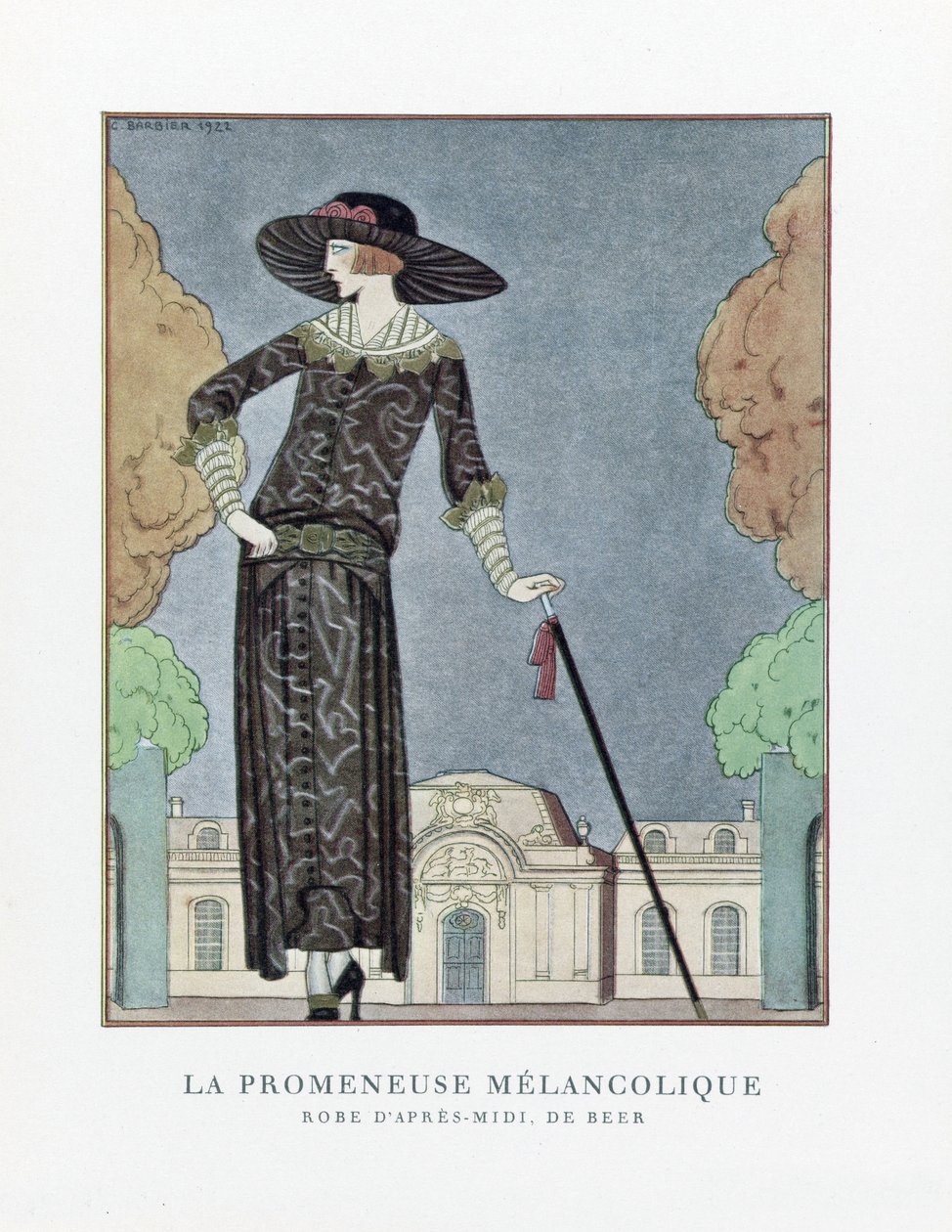 The Melancholic Walker, kocsma. 1922 (sablonnyomat) alkotó: Georges Barbier