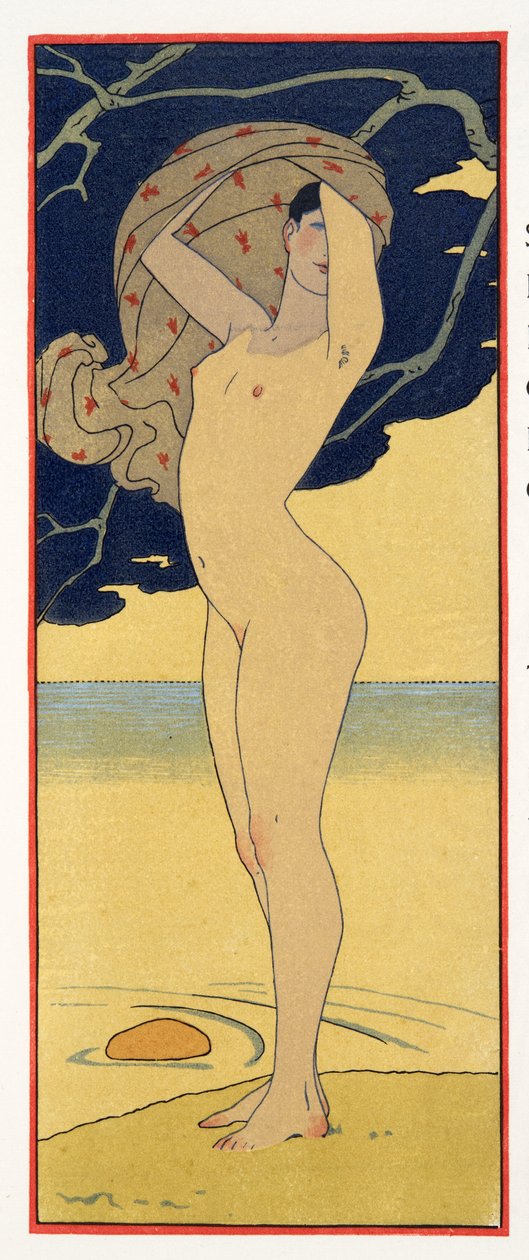 La Riviere de la Foret, illusztráció a Les Chansons de Bilitisből, Pierre Louys, pub. 1922 (sablonnyomat) alkotó: Georges Barbier