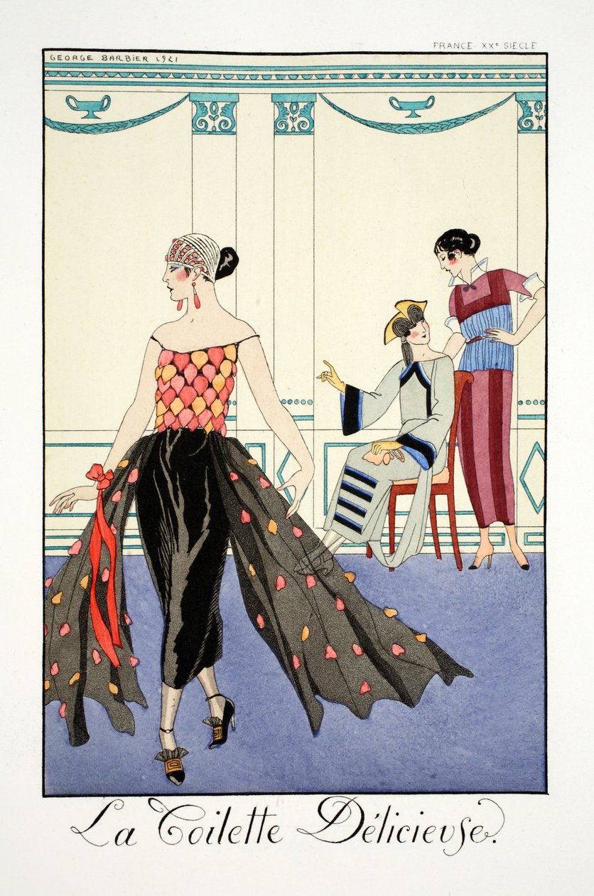 The Delicious Toilet, a „Falbalas és Fanfreluches, a jelen, múlt és jövő módok almanachjából” alkotó: Georges Barbier