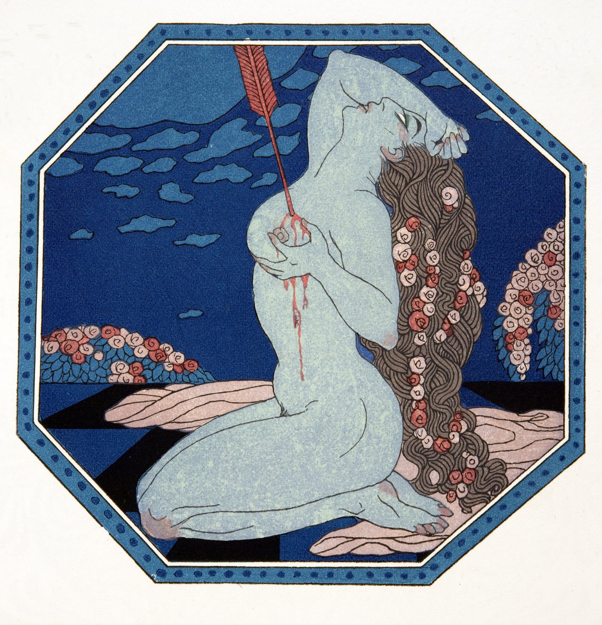 Le Deramantnier, illusztráció a Les Chansons de Bilitisből, Pierre Louys, pub. 1922 (sablonnyomat) alkotó: Georges Barbier
