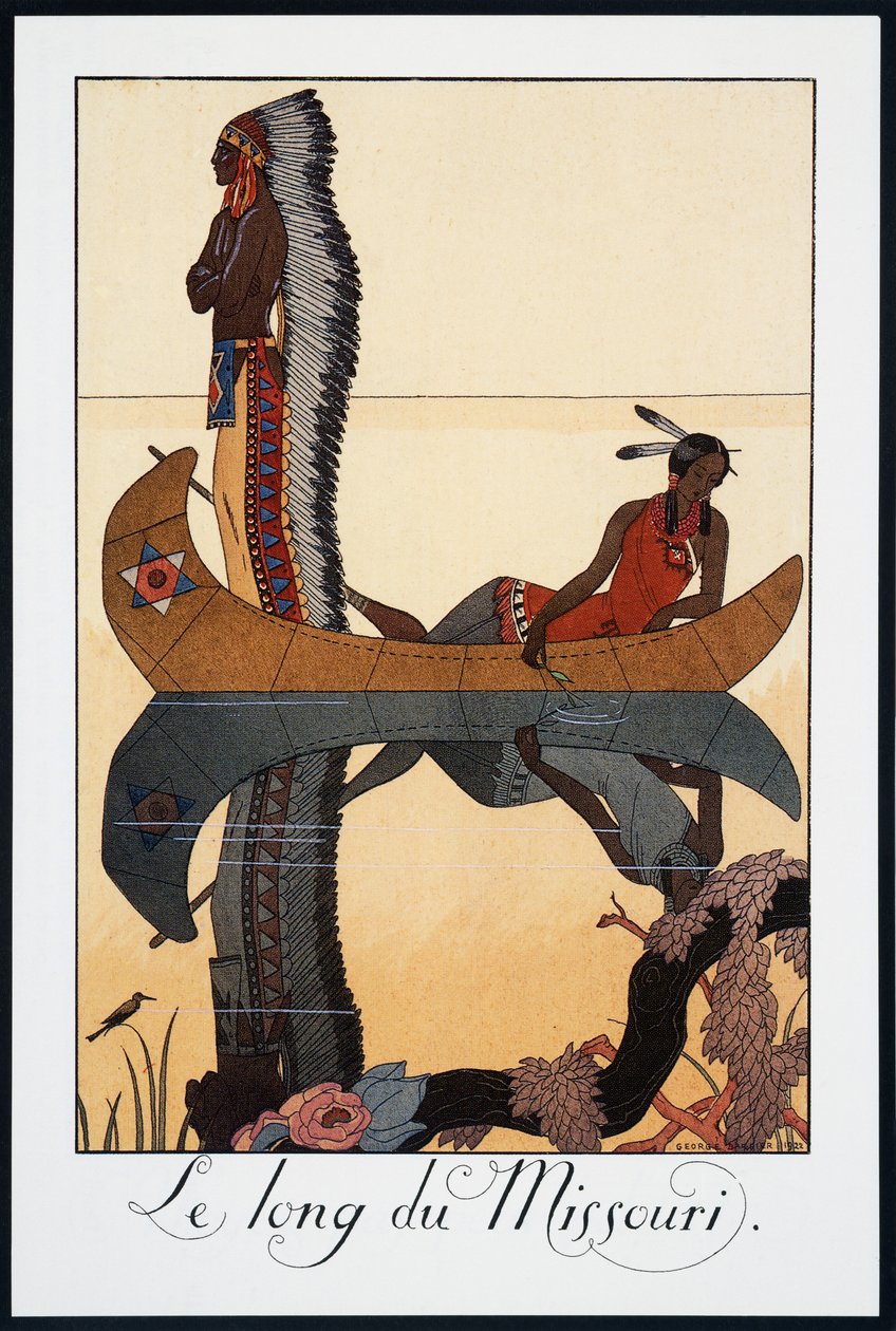 Along the Missouri, George Barbier (1882-1932) litográfiája, Falbalas et Fanfreluches, Almanach des Modes Presentes, Passees et Futures, Franciaország, XX. század alkotó: Georges Barbier
