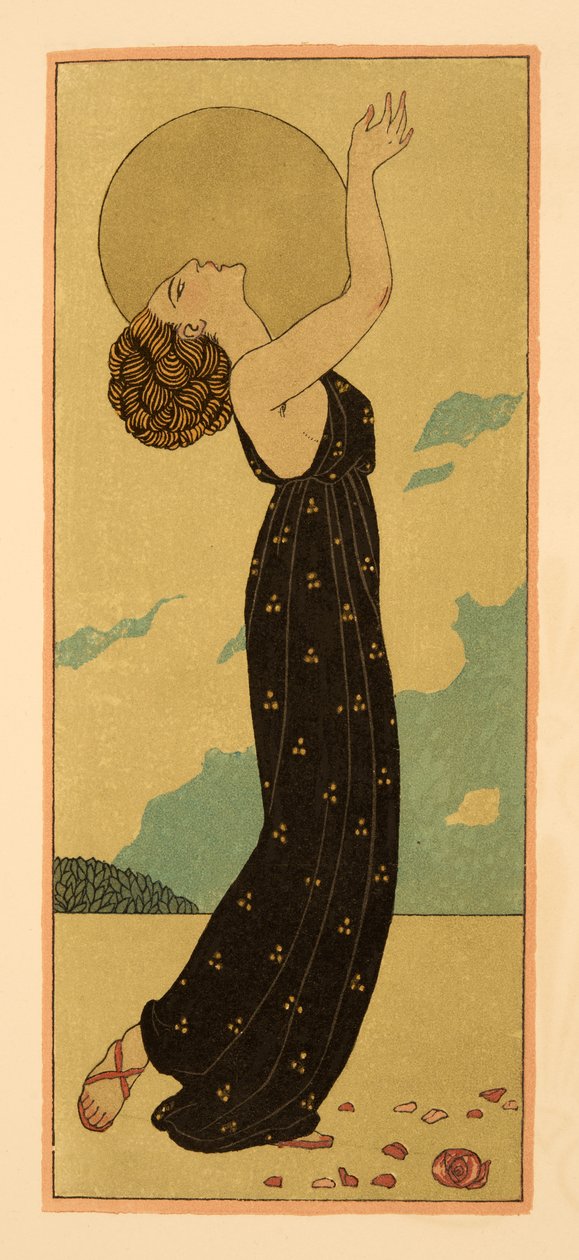 A rejtélyek, illusztráció a Les Chansons de Bilitisből, Pierre Louys, pub. 1922 (sablonnyomat) alkotó: Georges Barbier
