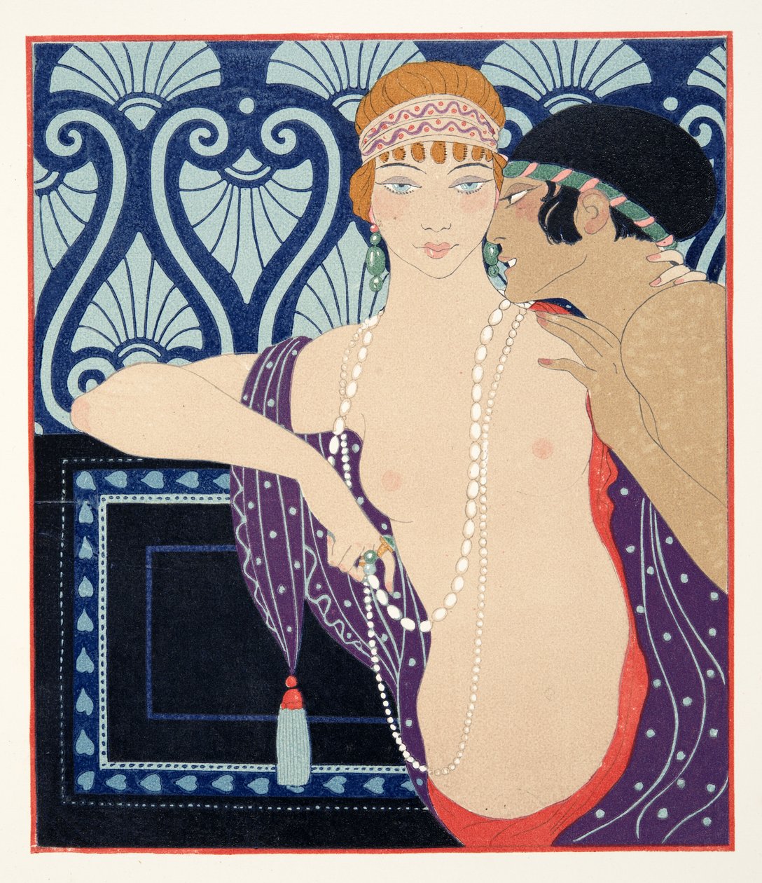 Mnasidika három szépsége, illusztráció a Les Chansons de Bilitisből, Pierre Louys, pub. 1922 (sablonnyomat) alkotó: Georges Barbier