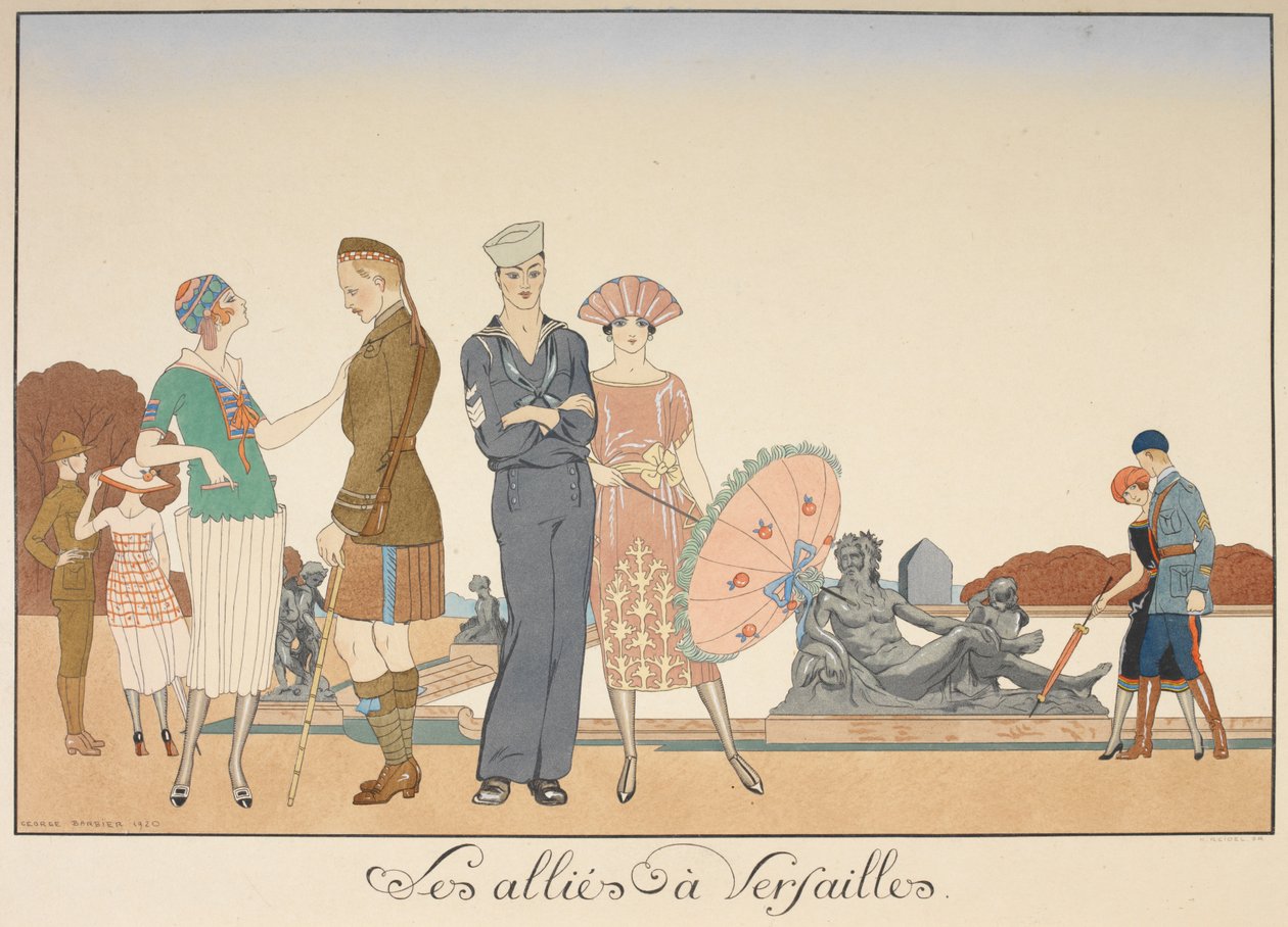 Les allies à Versailles. A szövetségesek katonáinak különféle ábrázolásai. alkotó: Georges Barbier