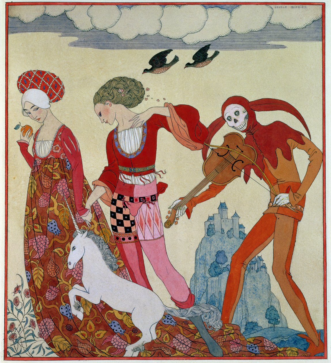 Szerelem, vágy és halál (tinták vegyes technikával) alkotó: Georges Barbier