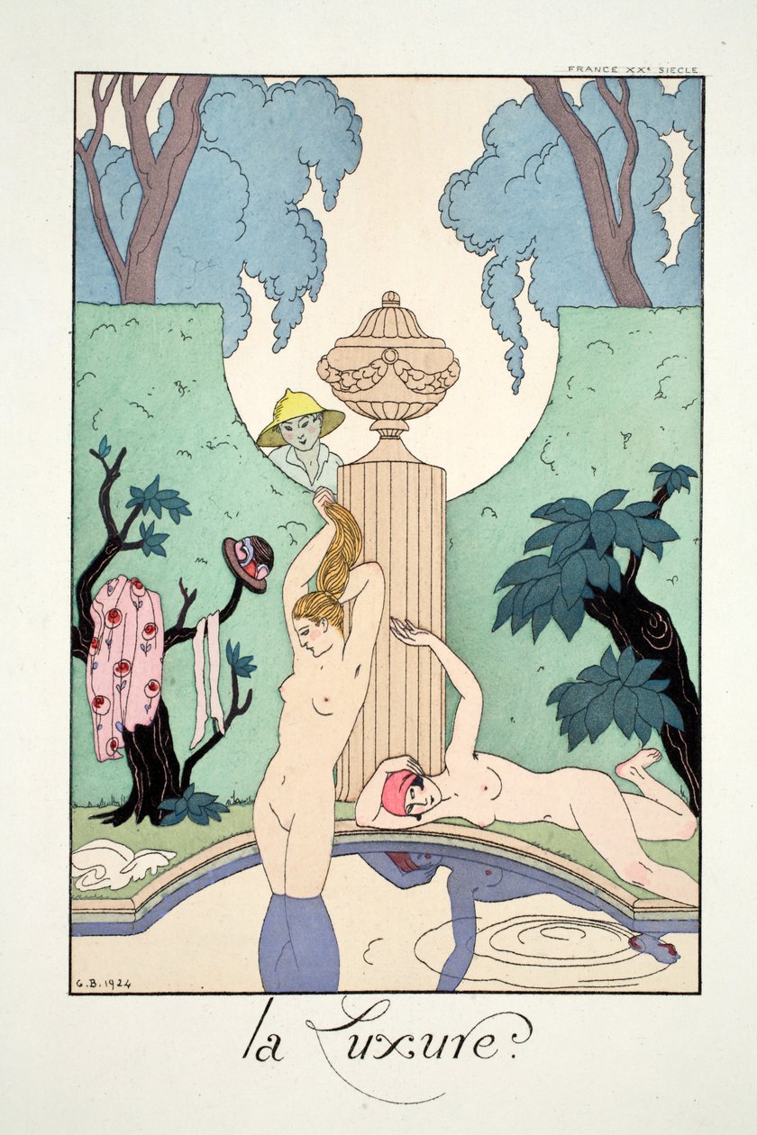 Lust, a „Falbalas és Fanfreluches, a jelen, múlt és jövő módozatainak almanachjából” alkotó: Georges Barbier
