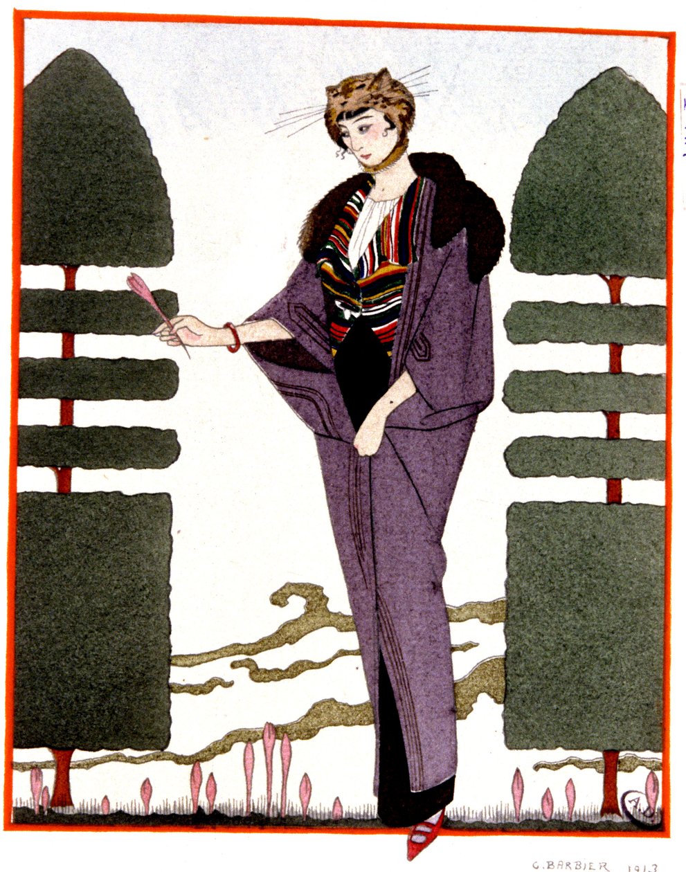 Mme Paquin utazókabátja, 1914-es metszet alkotó: Georges Barbier