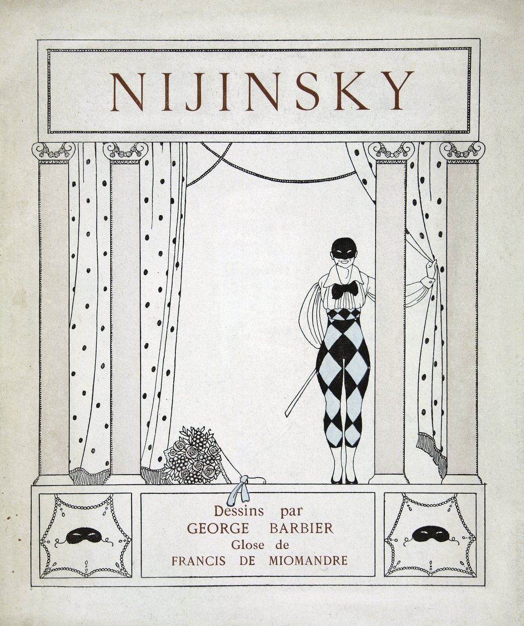 Nijinsky, Címlap, a "Dizsinai Vaskac Nyizsinszkij táncaira" sorozatból (Pochoir Print) alkotó: Georges Barbier