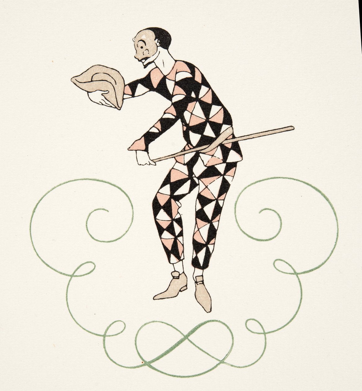 Pierrot, a Personages de Comedie-ből, pub. 1922 (sablonnyomat) alkotó: Georges Barbier