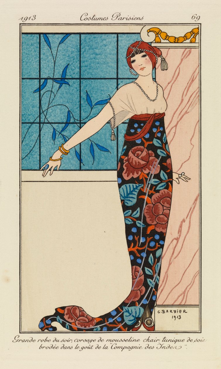 Tányér a Costumes Parisiens-től alkotó: Georges Barbier