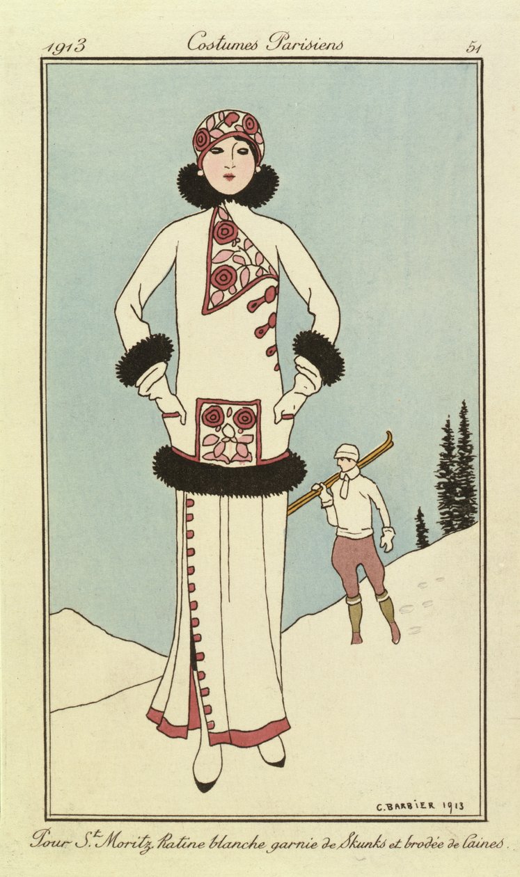 St. Moritznak, tányér a "Costumes Parisiens"-ből alkotó: Georges Barbier