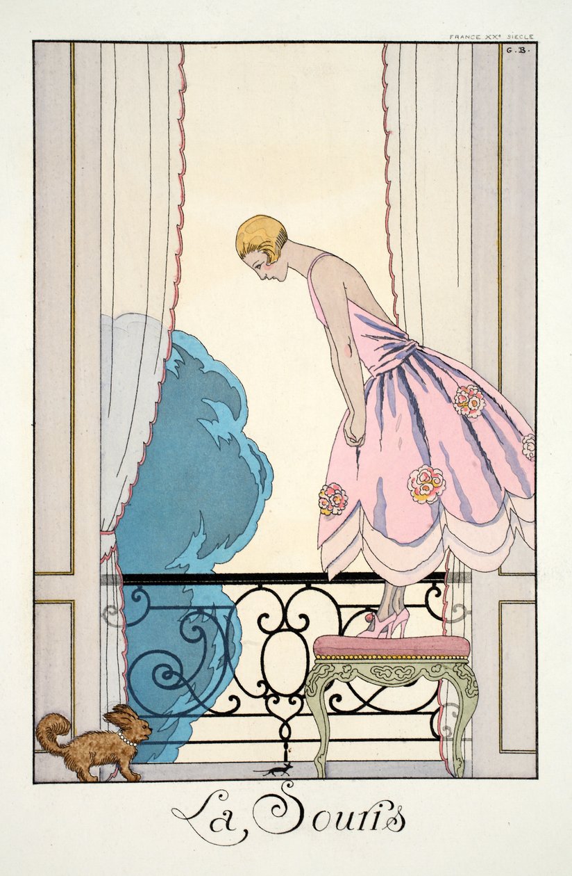 Az egér, a „Falbalas és Fanfreluches, a jelen, múlt és jövő módozatainak almanachjából” alkotó: Georges Barbier