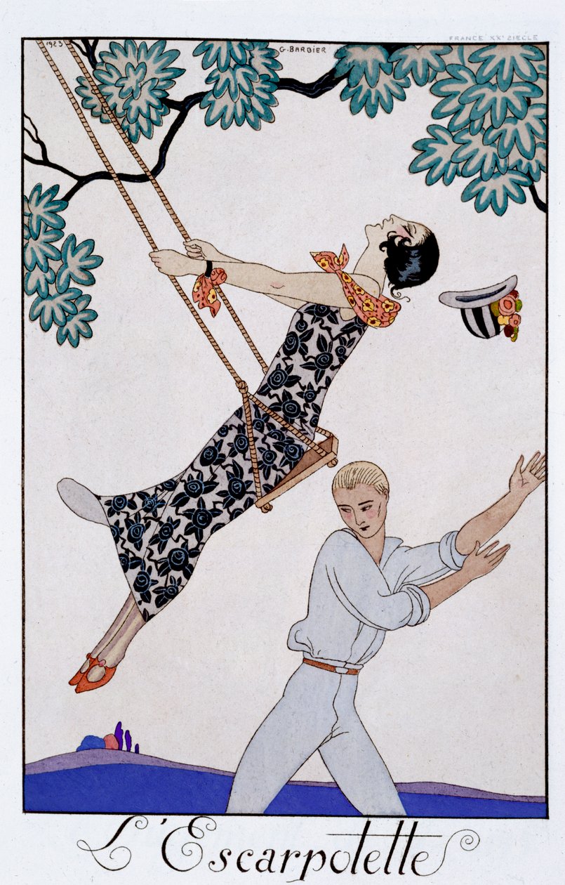 "The Swing", 1920-as évek alkotó: Georges Barbier