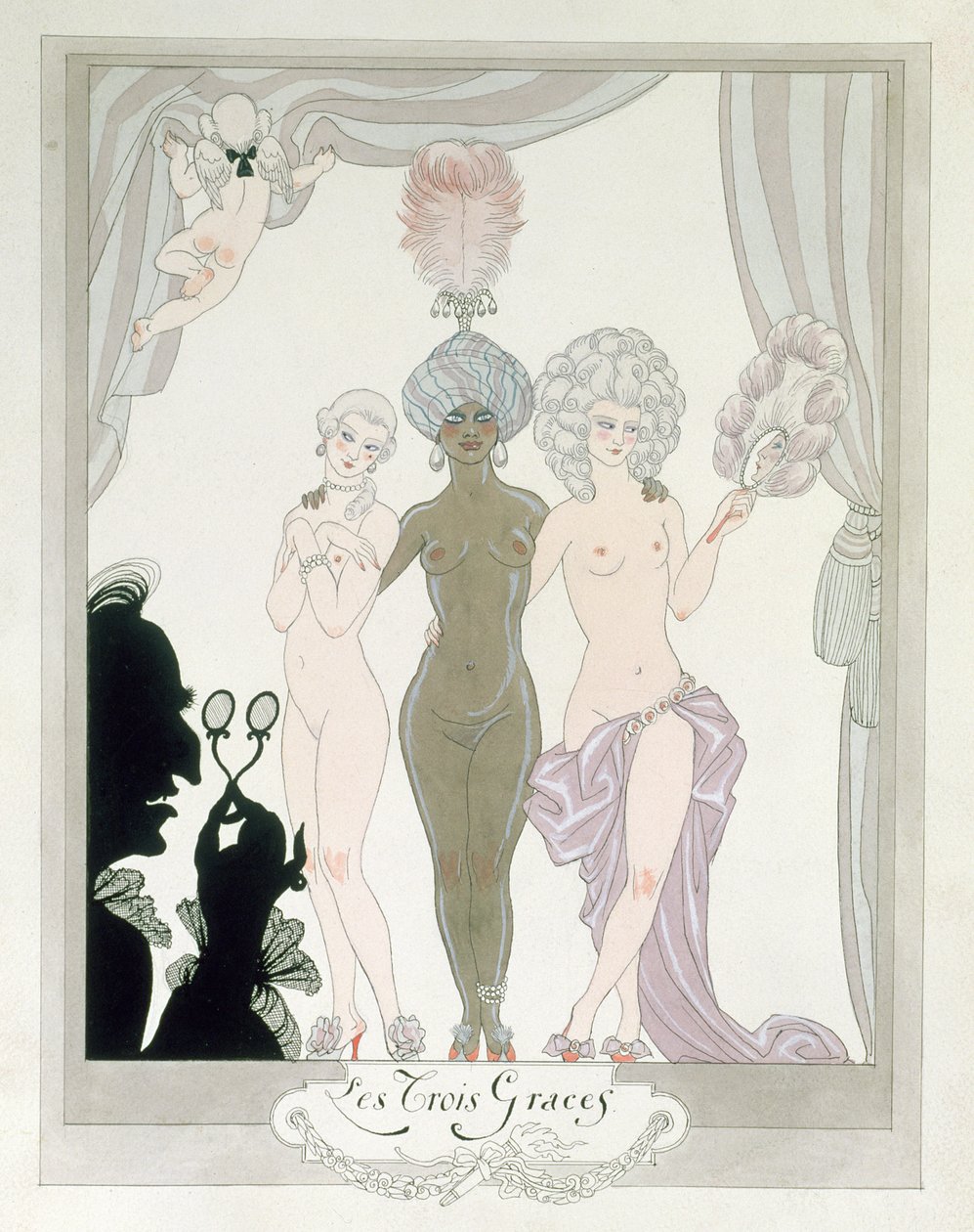A három grácia (toll, tus és akvarell papíron) alkotó: Georges Barbier