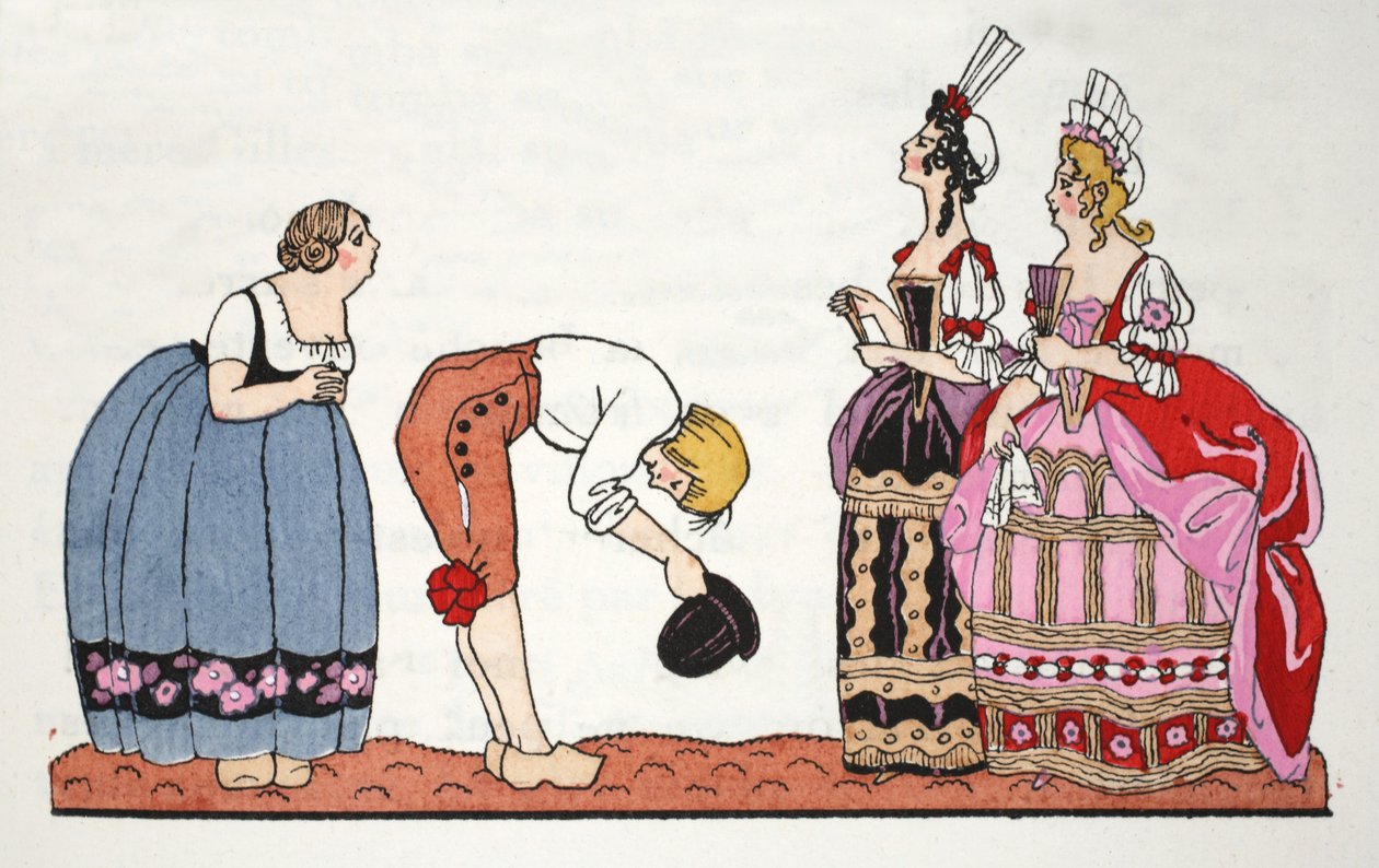 A csúnya nővérek Hamupipőkéből (pochoir print) alkotó: Georges Barbier
