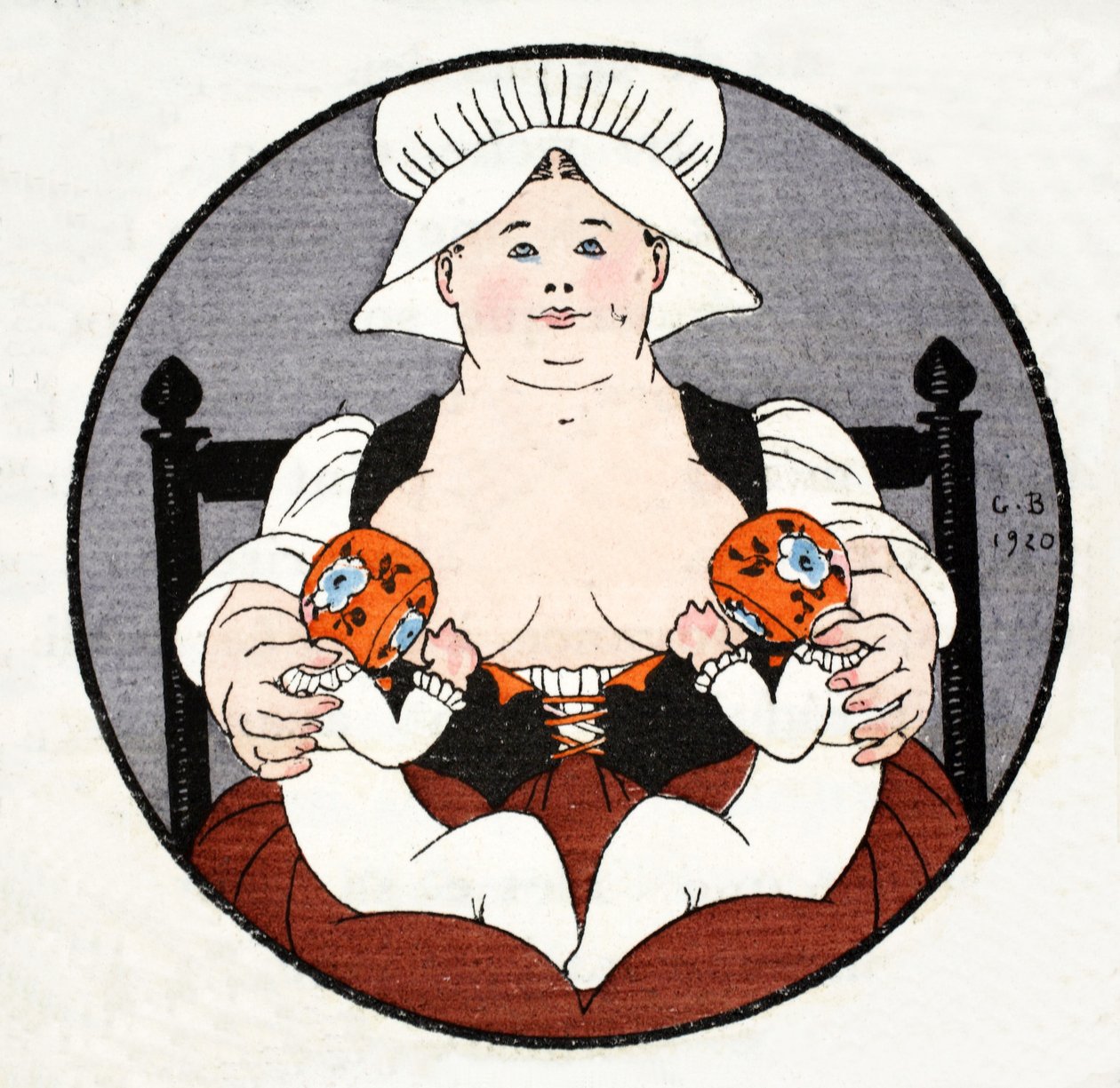 A nedves nővér ikrekkel (pochoir print) alkotó: Georges Barbier