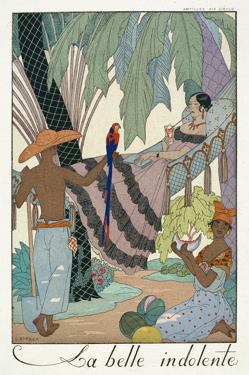 A tétlen szépség (pochoir print) alkotó: Georges Barbier