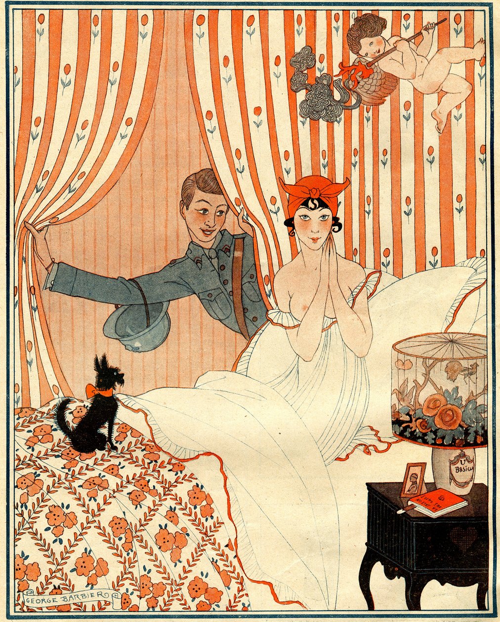 A nem tervezett visszatérés… Vagy az ébresztőóra – a la Vie Parisienne illusztrációja alkotó: Georges Barbier