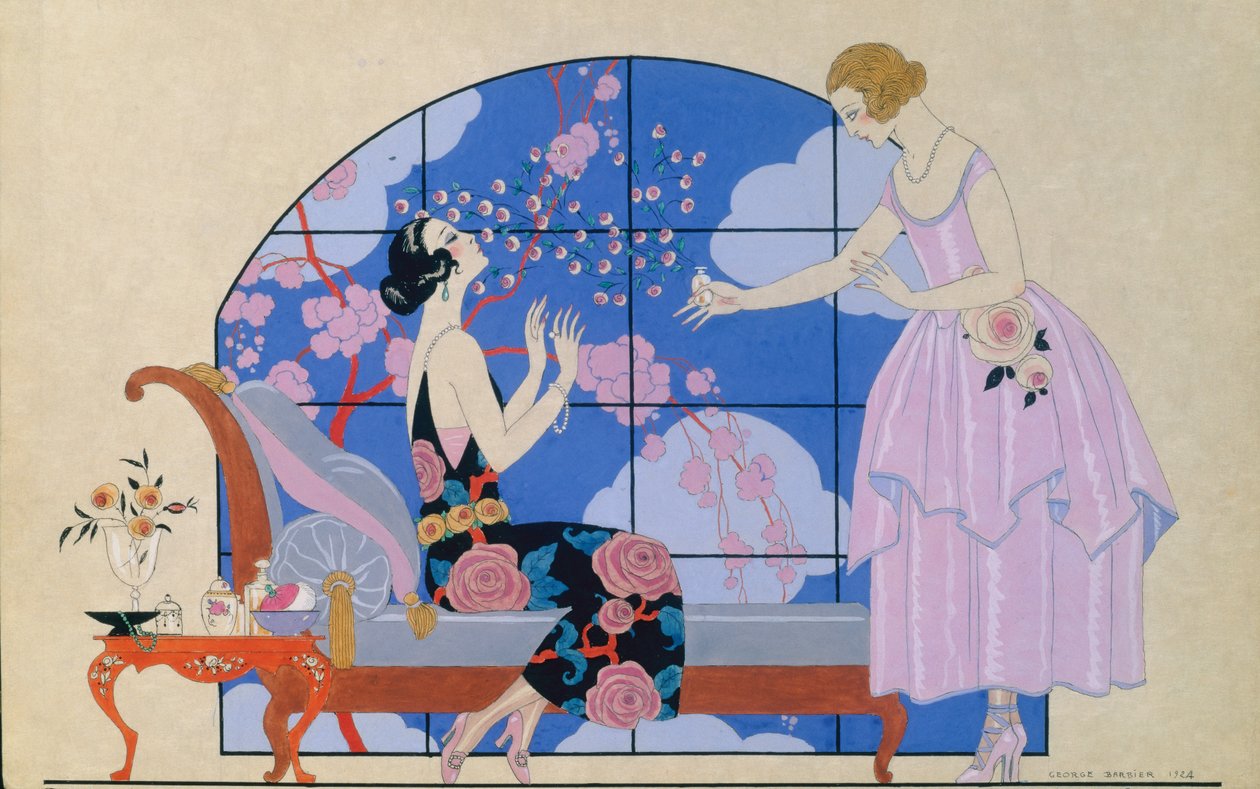 Két hölgy egy szalonban alkotó: Georges Barbier