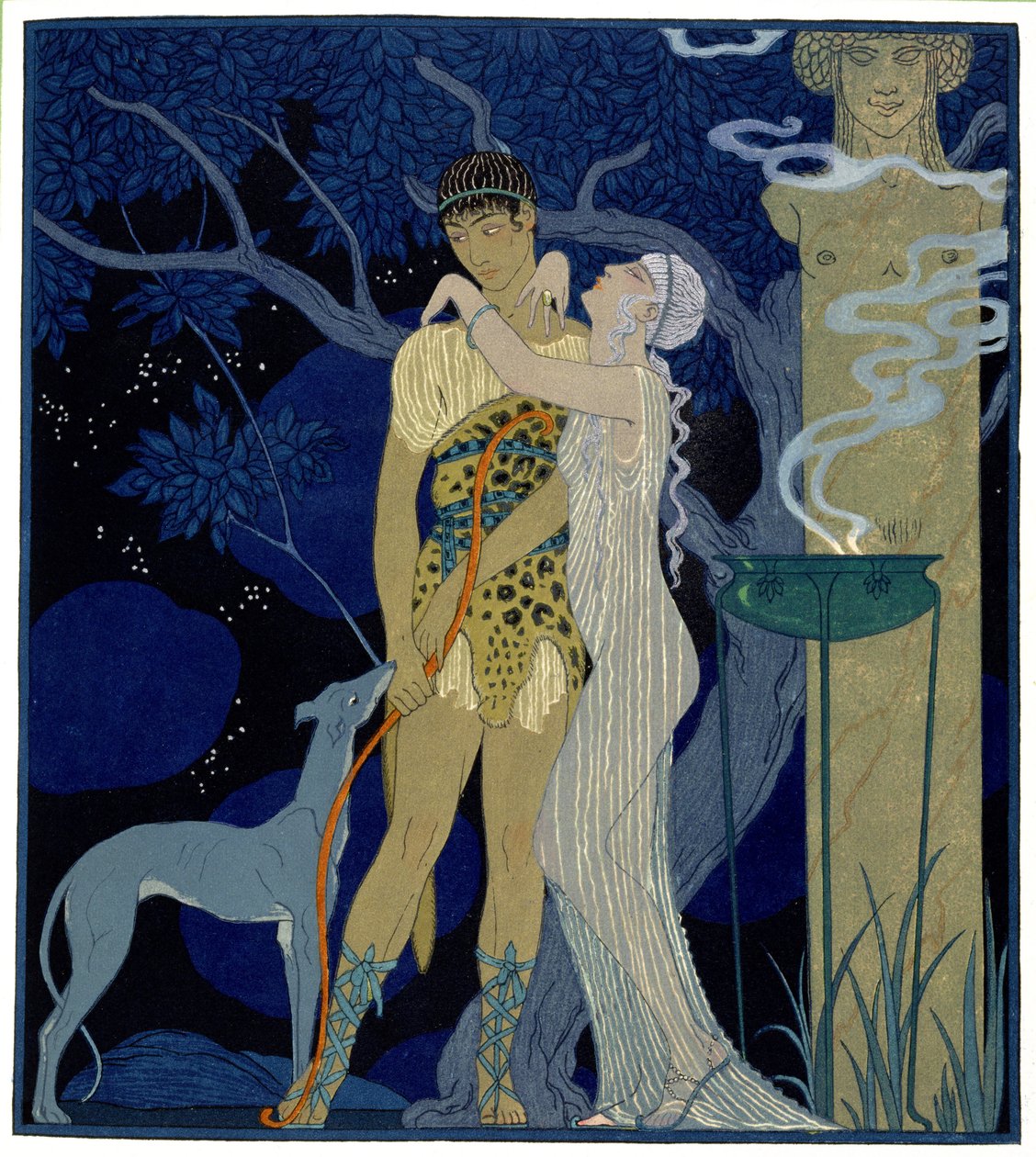 Vénusz és Adonisz (színes litó) alkotó: Georges Barbier