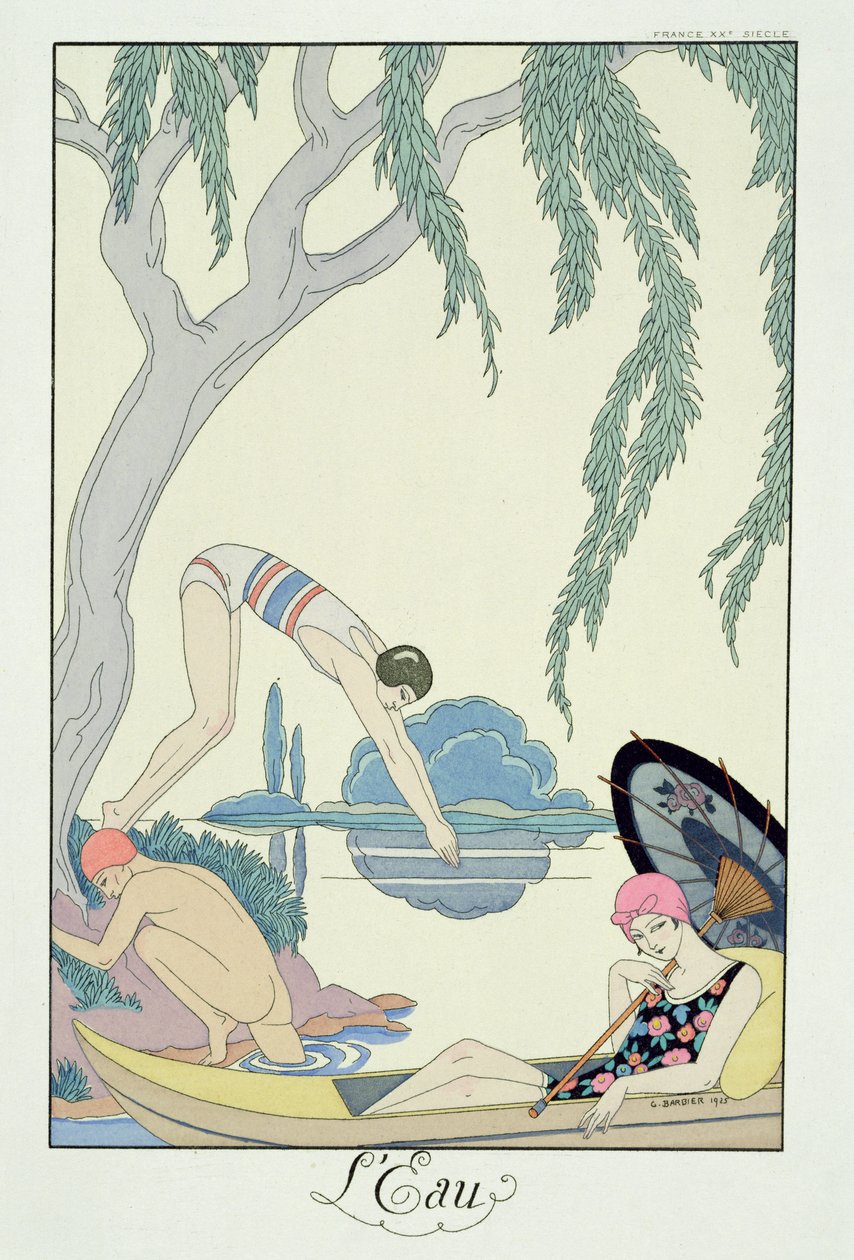 Víz a „Falbalas és Fanfreluches, Jelen, Múlt és Jövő módok almanachjából” alkotó: Georges Barbier