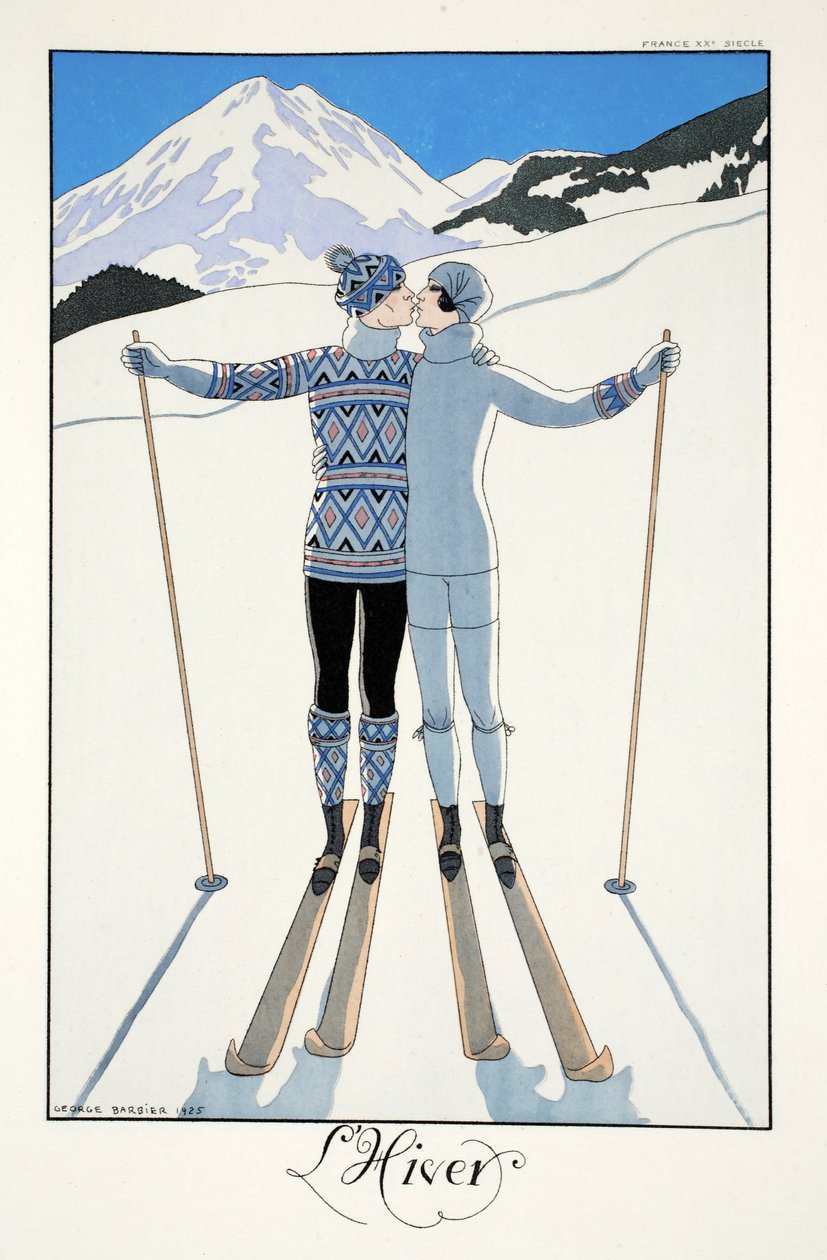 Tél, a „Falbalas és Fanfreluches, Jelen, Múlt és Jövő módok almanachjából” alkotó: Georges Barbier