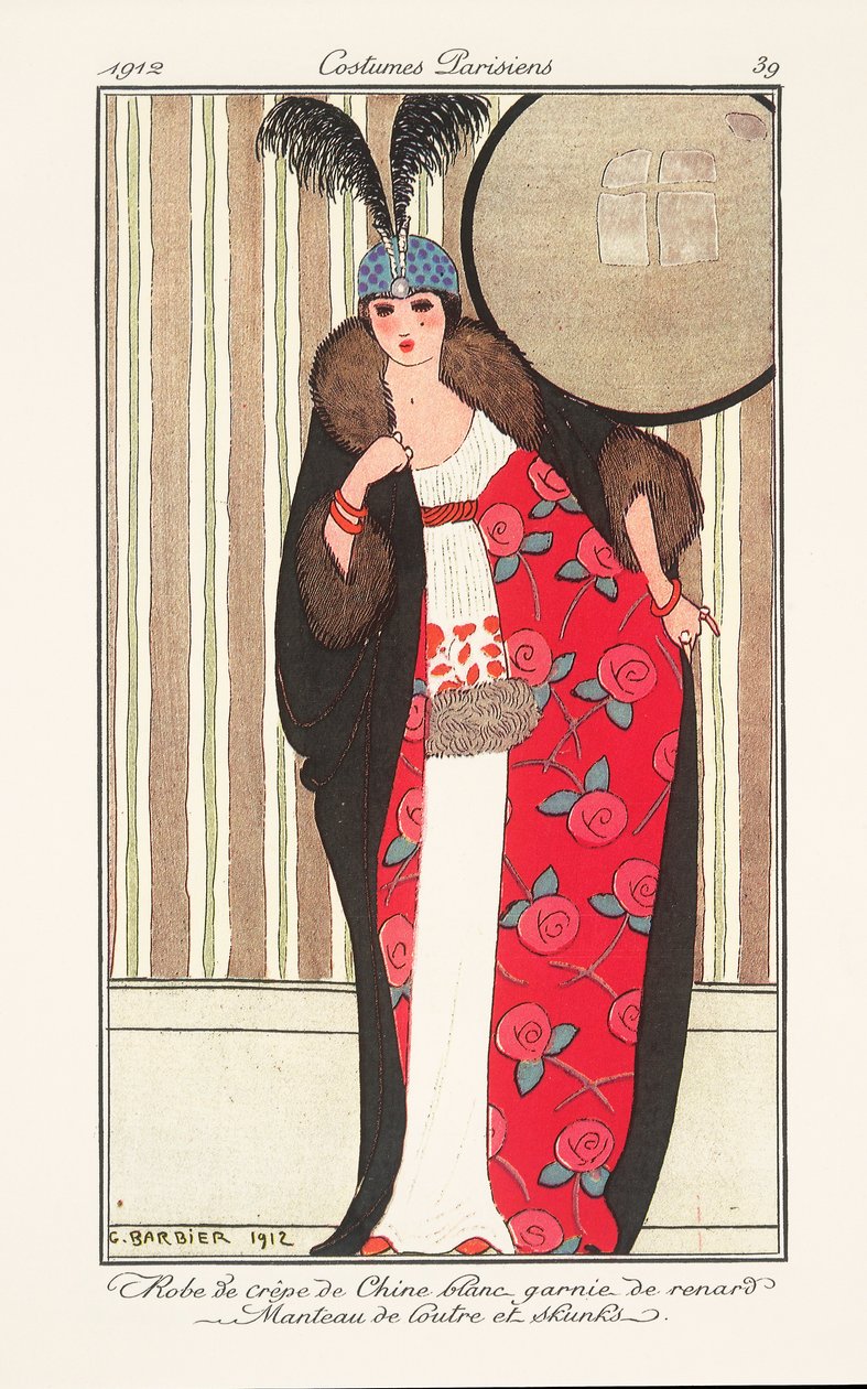 Női divattányér a Journal des Dames et des Modes-tól alkotó: Georges Barbier