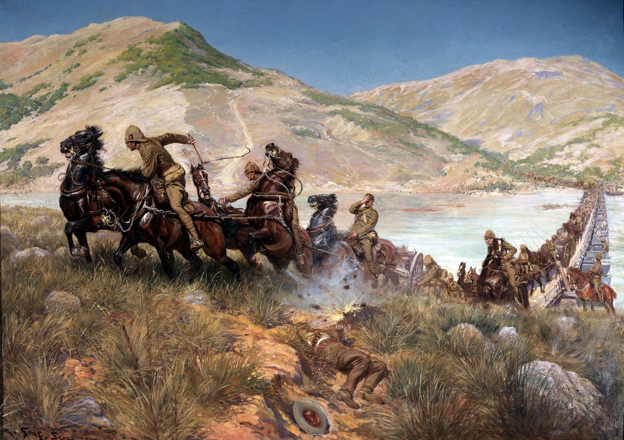 Buller végső átkelése a Tugelán, 1900. február alkotó: Georges Bertin Scott