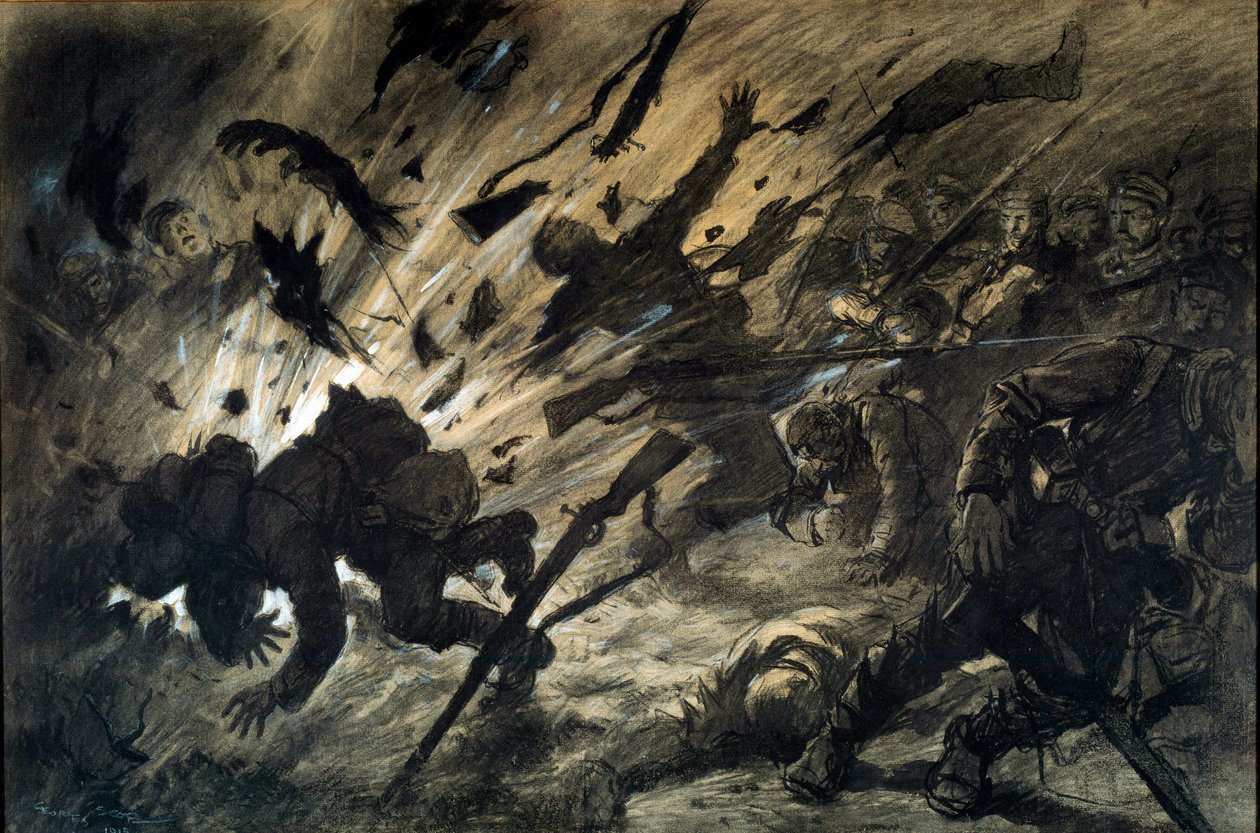 Kagyló hatása az éjszakában, 1915. április Georges Scott rajza: Scott de Plagnolles (1874-1942) 1915 - Tinta papírra, gouache sövények - Nap: 0,67x1010 m - Párizs, Musee de l