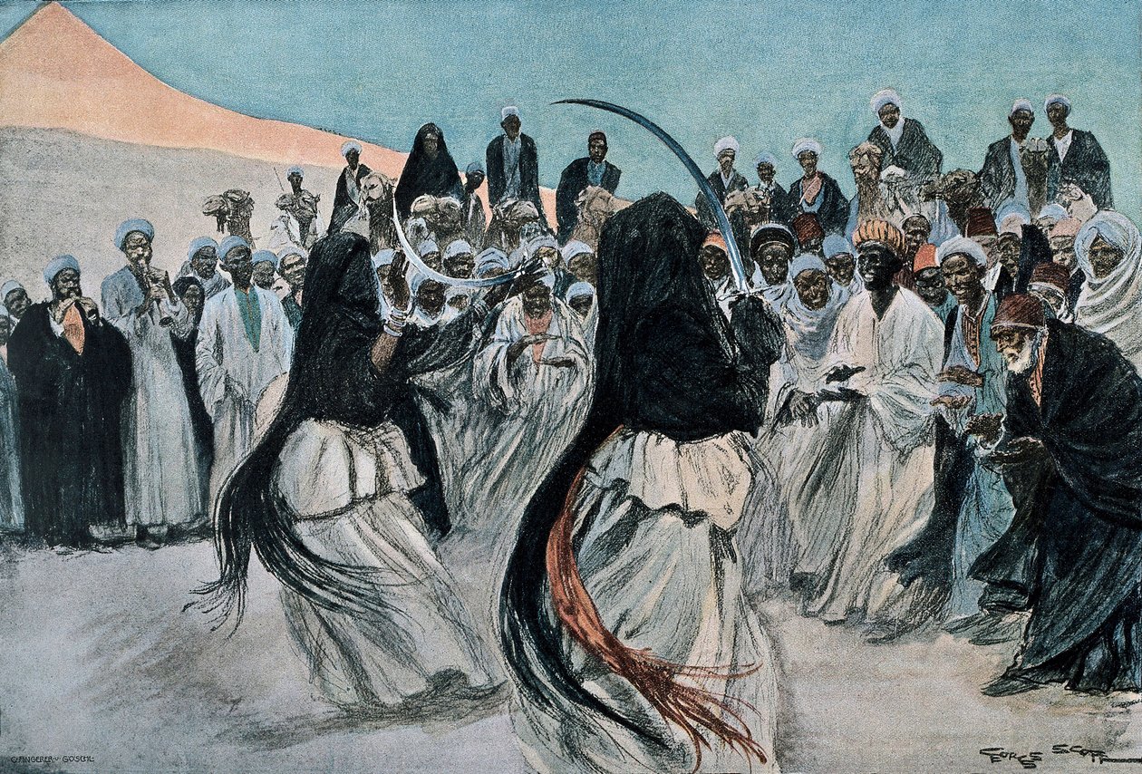 A beduin szablyák tánca a sivatagban alkotó: Georges Bertin Scott