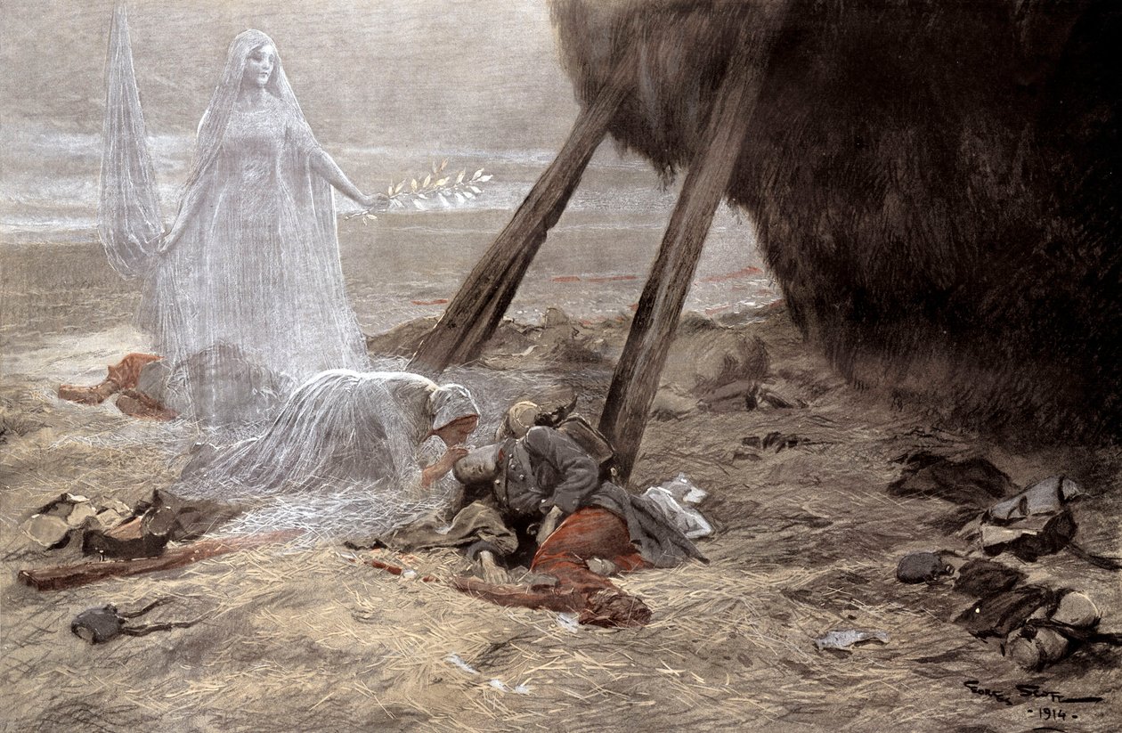 Két fehér nő megjelenik egy haldokló katonának alkotó: Georges Bertin Scott