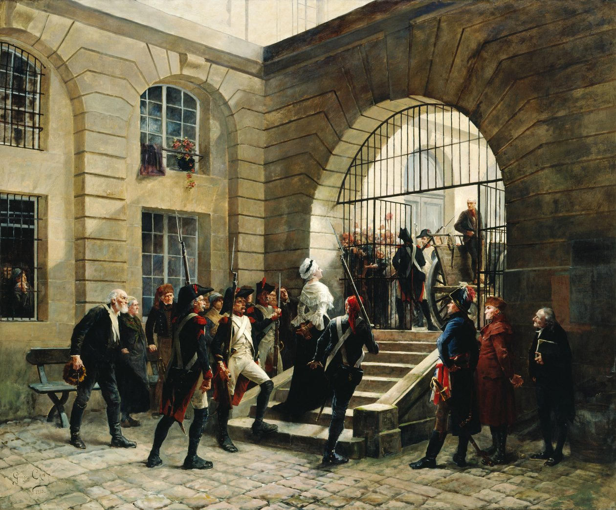 Marie-Antoinette elhagyja a Conciergerie-t, 1793. október 16., 1885. alkotó: Georges Cain