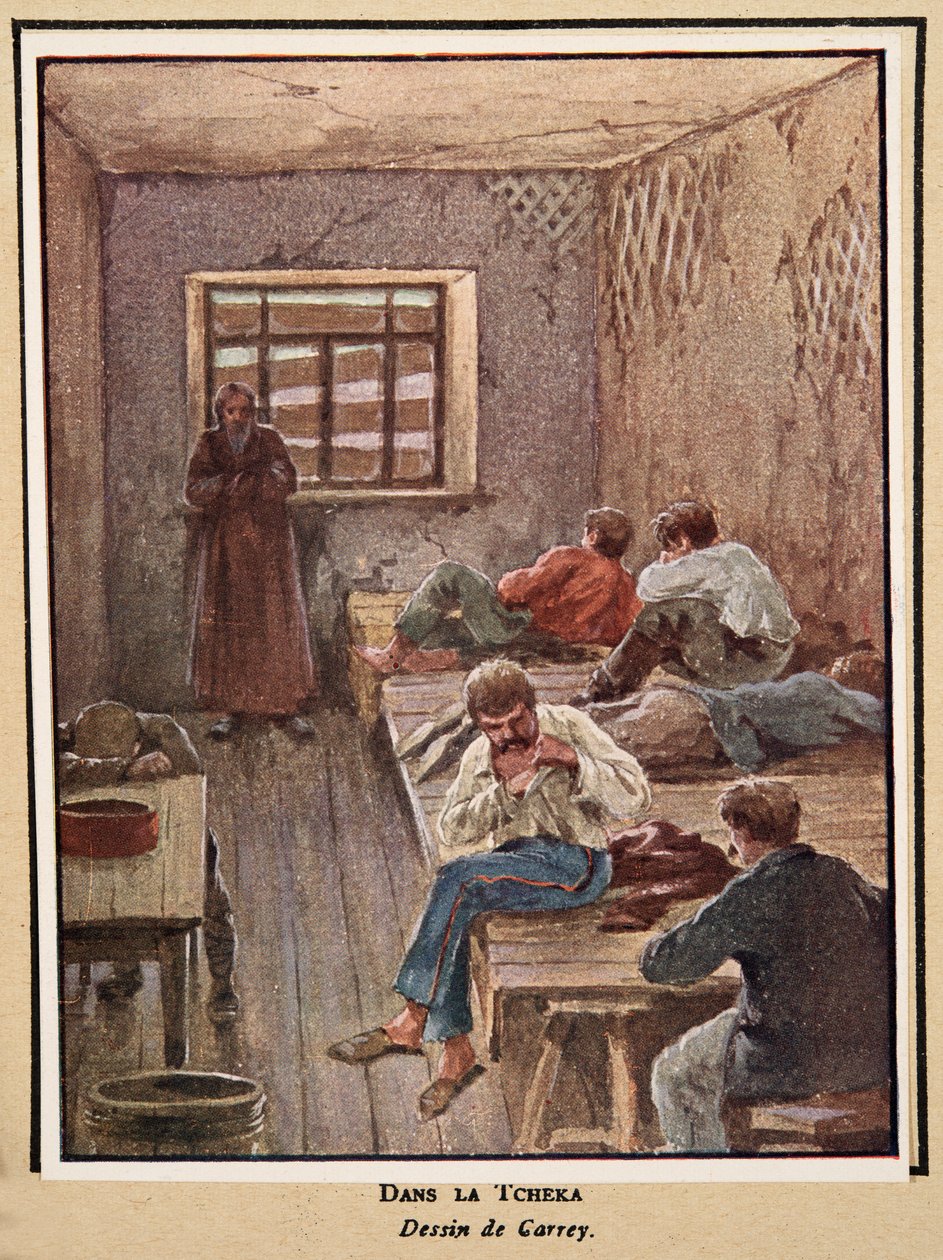 A Csekában; a Histoire des Soviets, pub. 1922 (színes litográfia) alkotó: Georges Carrey