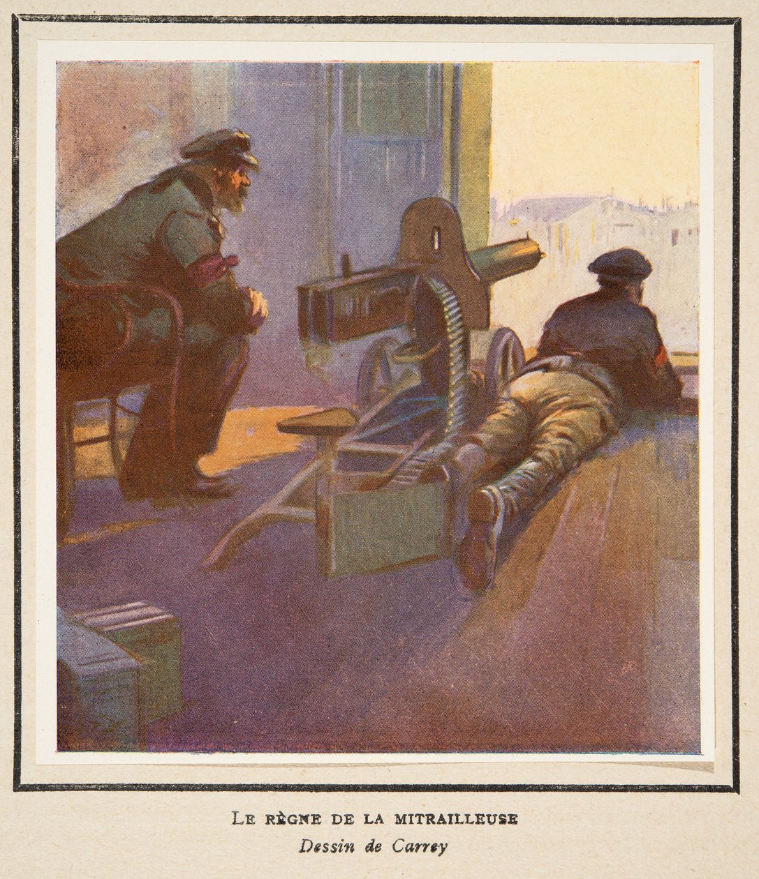 A géppuska ereje, a Histoire des Soviets című kötetből, kiad. 1922 (színes litográfia) alkotó: Georges Carrey
