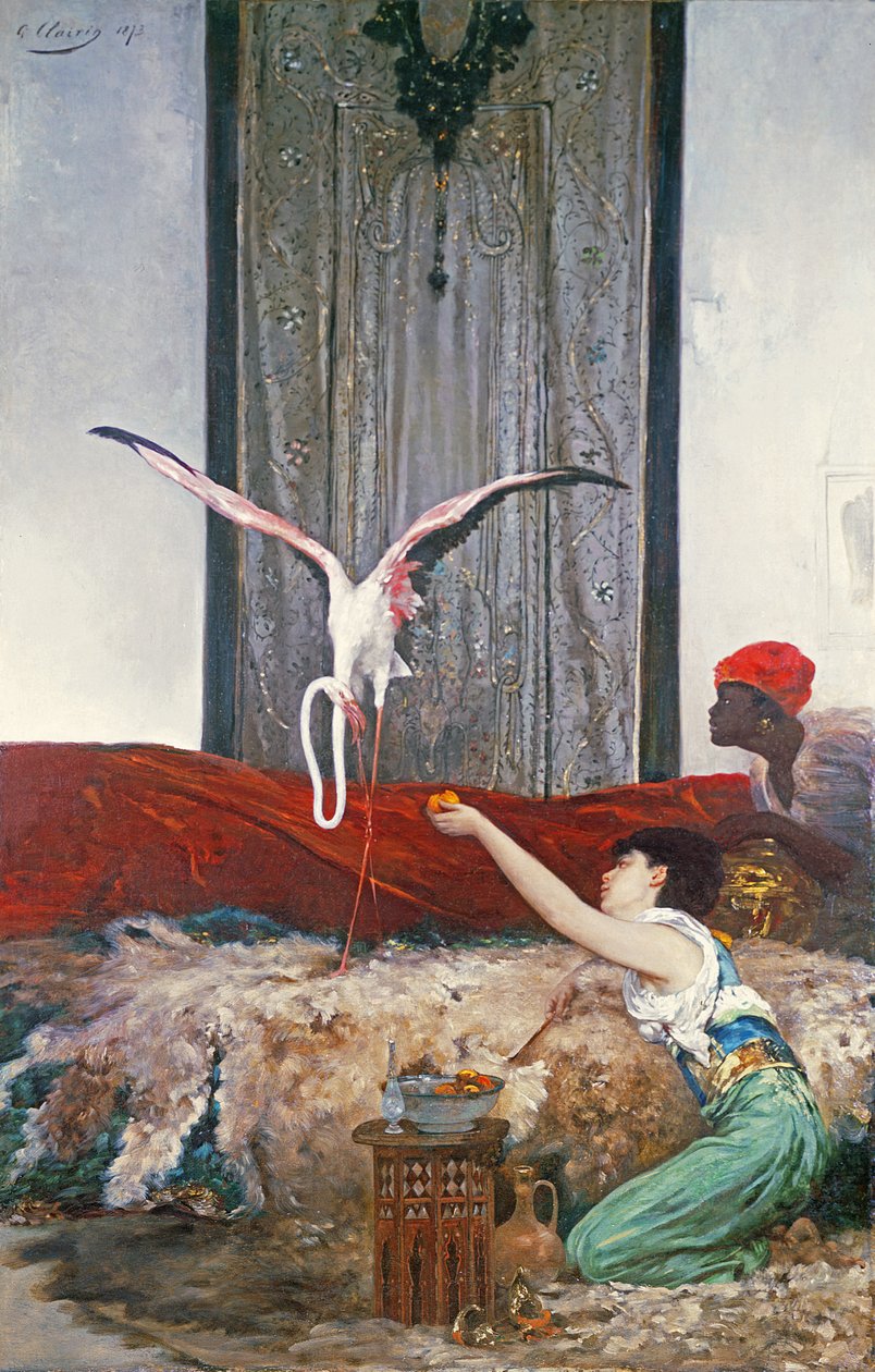 The Pet Flamingo (olaj, vászon) alkotó: Georges Clairin