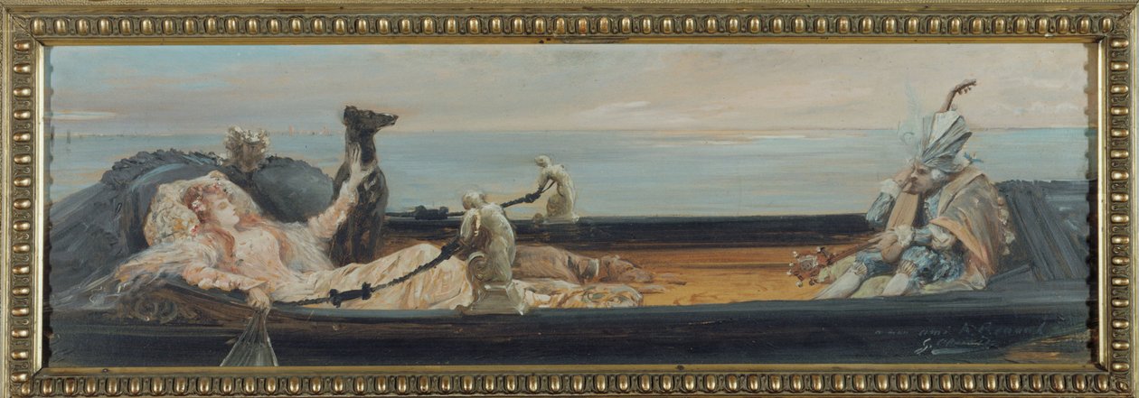 A gondola, 1896 körül (papír) alkotó: Georges Clairin