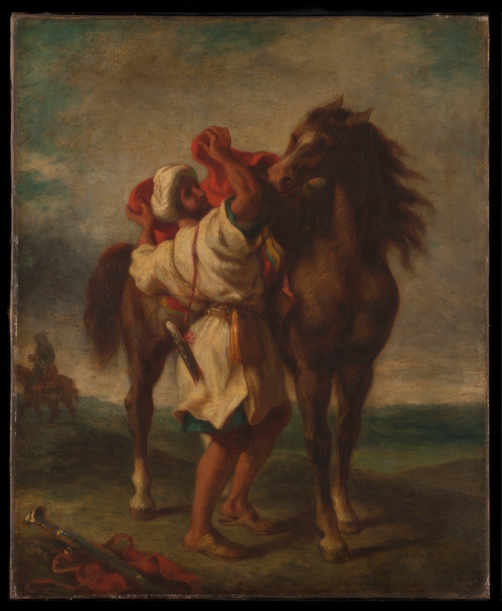 Arab felnyergeli a lovát alkotó: Georges Décote
