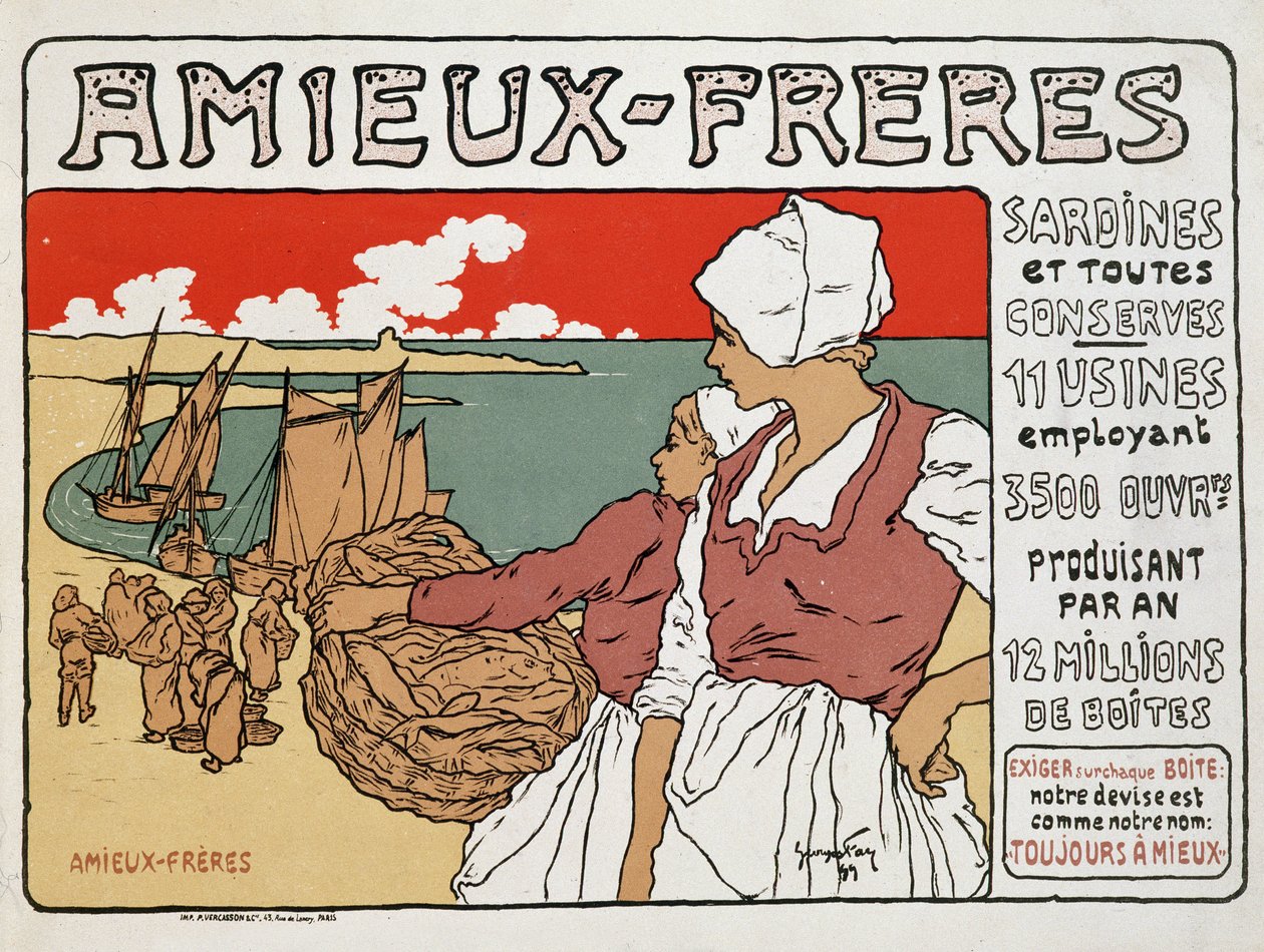 Szardínia és konzerv Amieux-Frères reklámja, Georges Fay alkotó: Georges Fay