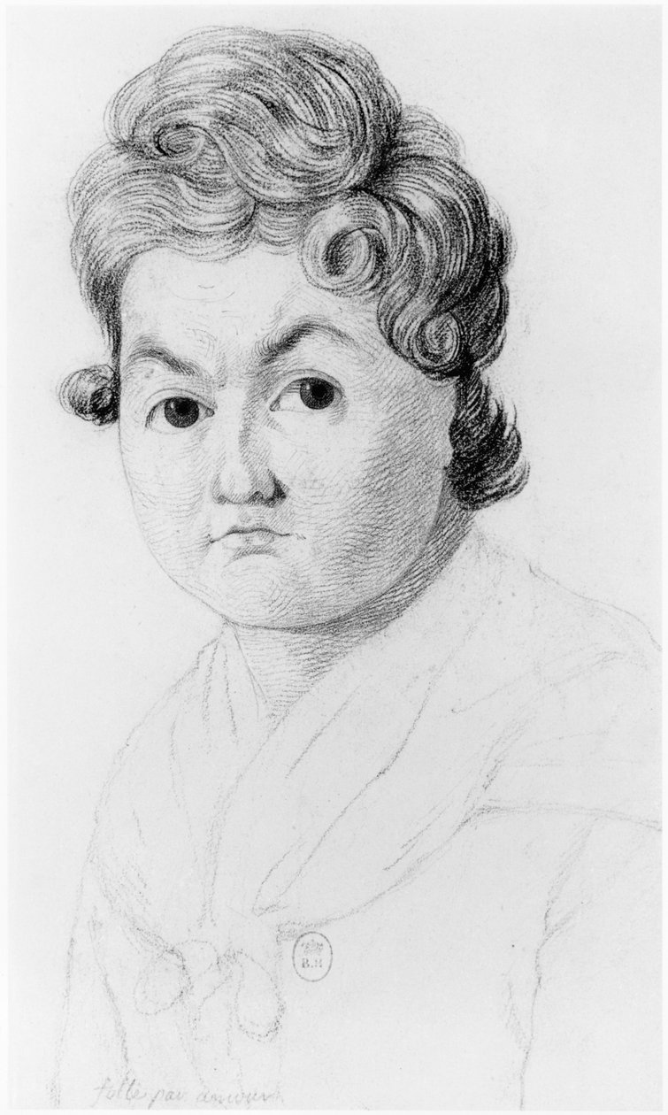 Őrült nő a szerelemért, illusztráció Jean Etienne Dominique Esquirol (1772-1840) kiadatlan értekezéséből a Salpetriere menedékház őrültjeiről, 1818 körül alkotó: Georges Francois Gabriel