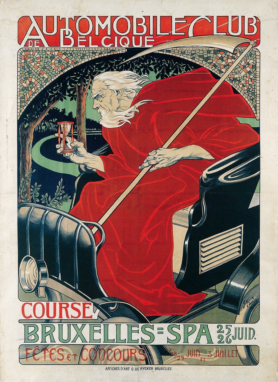 Belgium Autóklub. Verseny Brüsszel - Spa, 1898. alkotó: Georges Gaudy