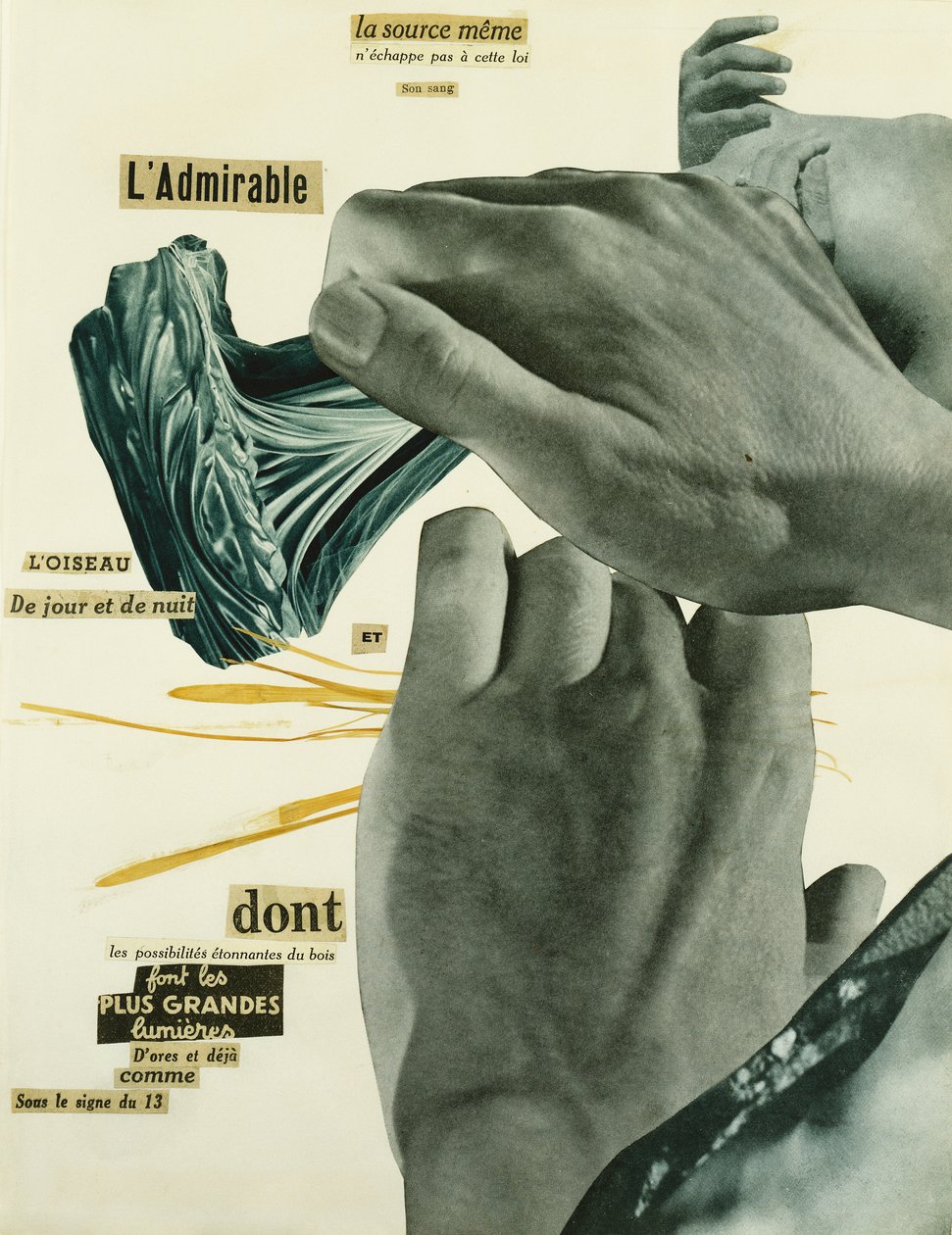 Poeme-Decoupage” a „La Septieme face du De” számára alkotó: Georges Hugnet