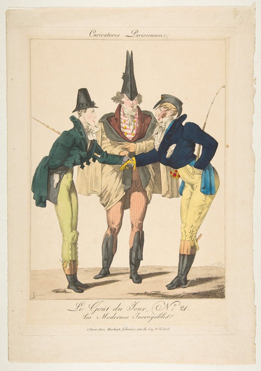 Le Goût du Jour, No. 21: The Incredible Moderns, Caricatures Parisiennes, kb. 1815. alkotó: Georges Jacques Gatine
