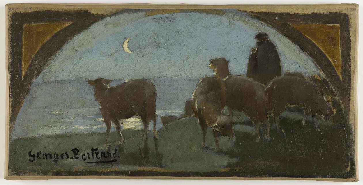 A párizsi Hôtel de Ville de Paris étkezőjének vázlata: 1893 körül (olaj, vászon): La viande de mouton, 1893 körül (olaj, vászon). alkotó: Georges Jules Bertrand